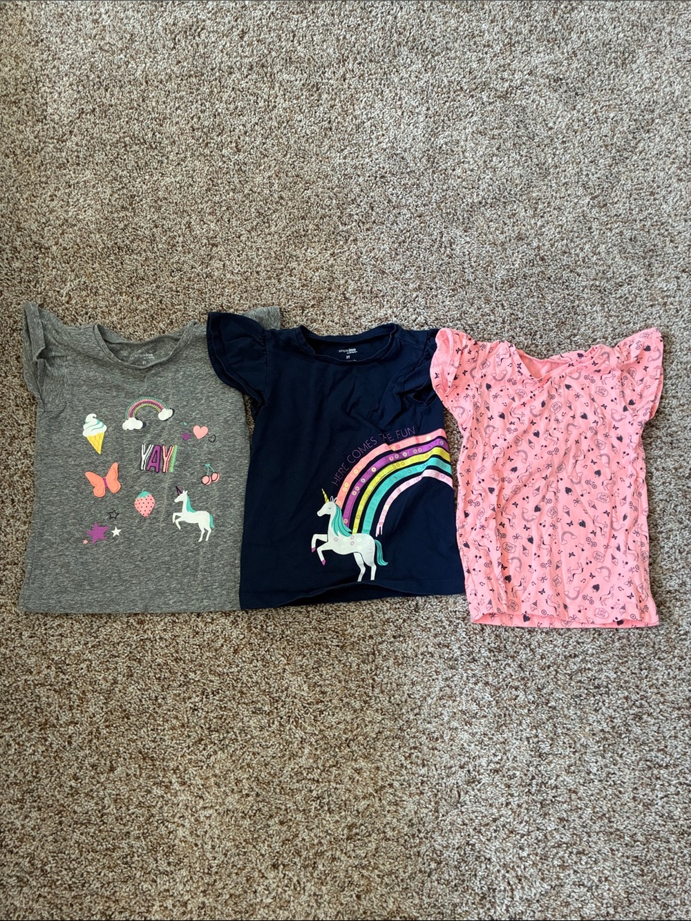 Carter's Girls Short-Sleeve Unicorn Tees - Navy, Pink, Gray